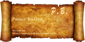 Pencz Bálint névjegykártya